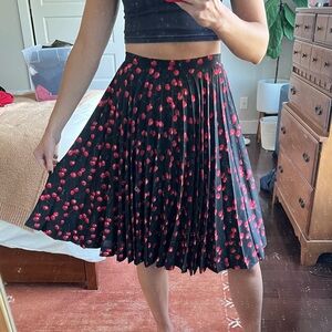 JCrew cherry pleated skirt